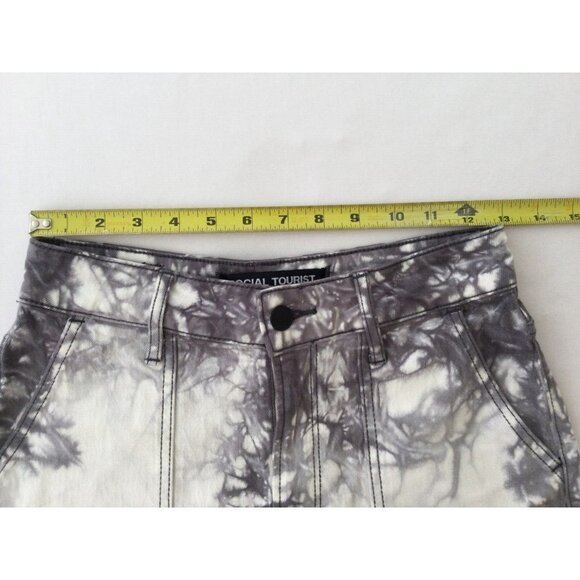 Social Tourist Womens Baggy Jeans Juniors Size 5 White Straight Wide Leg Tie Dye - Picture 6 of 12